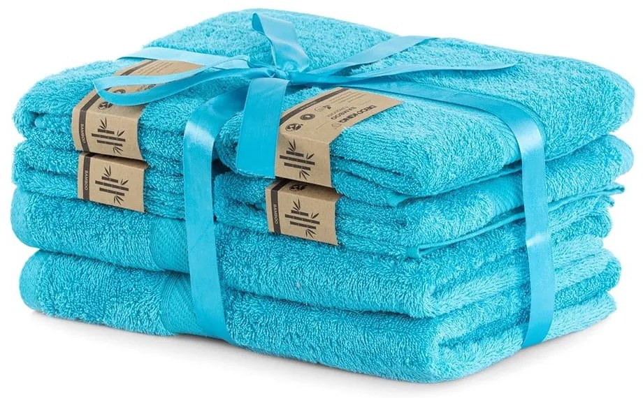 Komplet 6 turkusowych ręczników AmeliaHome Bamby Turquoise