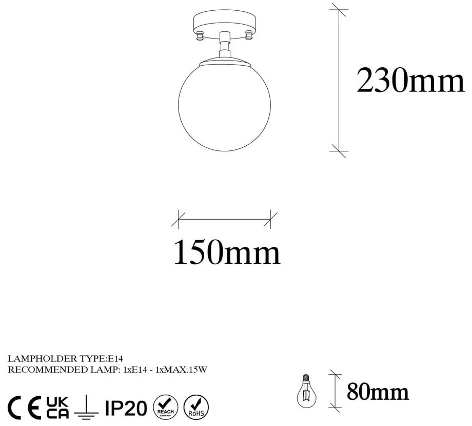 Lampa sufitowa w kolorze mosiądzu ze szklanym kloszem ø 15 cm Atmaca – Opviq lights