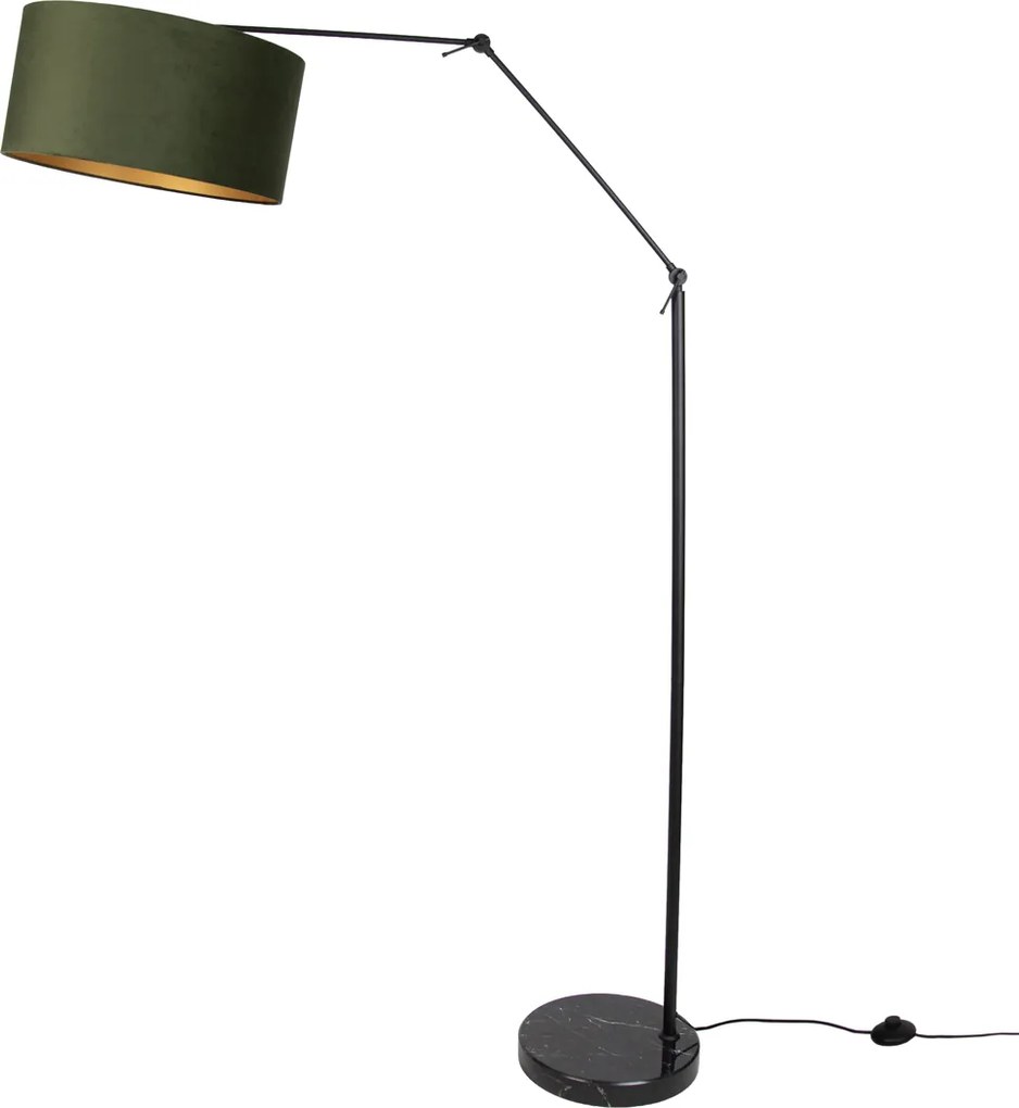 Lampa podłogowa czarna regulowana z zielonym kloszem i złotym wnętrzem 50 cm - Editor