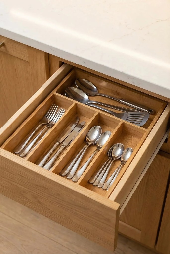 Bambusowy wkład do szuflady z 5 przegrodami R4-M16