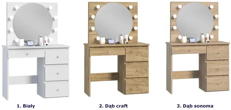 Toaletka w stylu glamour z oświetleniem LED - Kaviro 3X