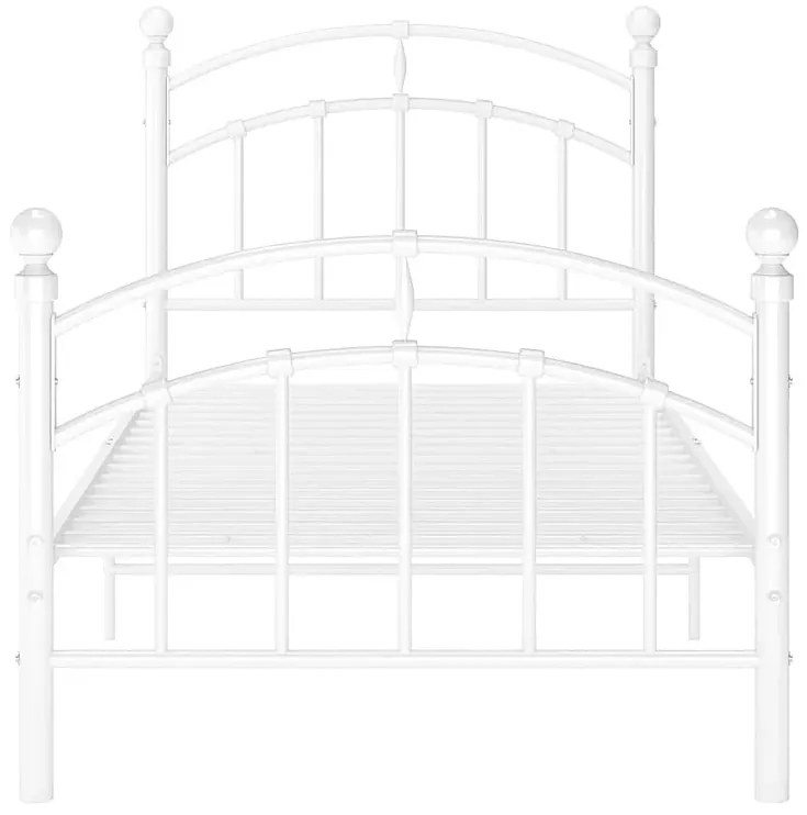 Białe metalowe łóżko z zagłówkiem 100x200 cm - Serafi