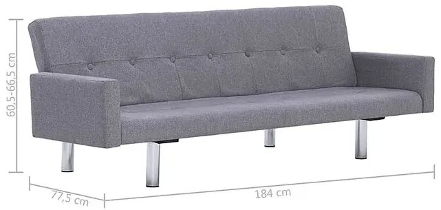 Rozkładana sofa Nesma  z podłokietnikami - jasnoszara