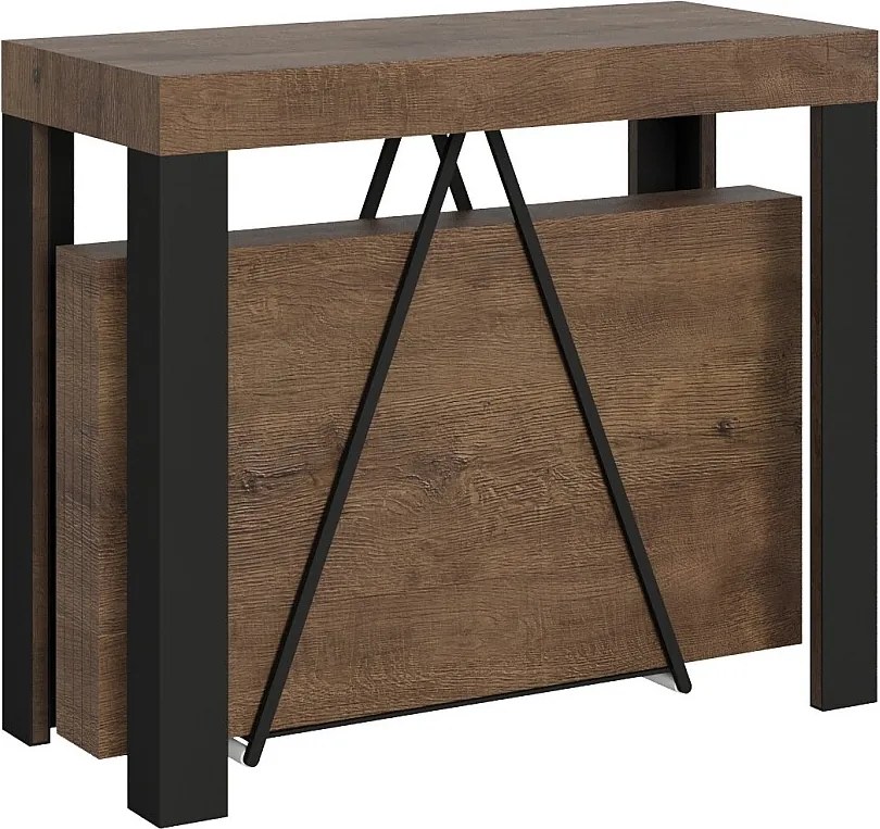 Konsola rozkładana 90x40/196 cm Tarax Small orzech rama w kolorze antracytu