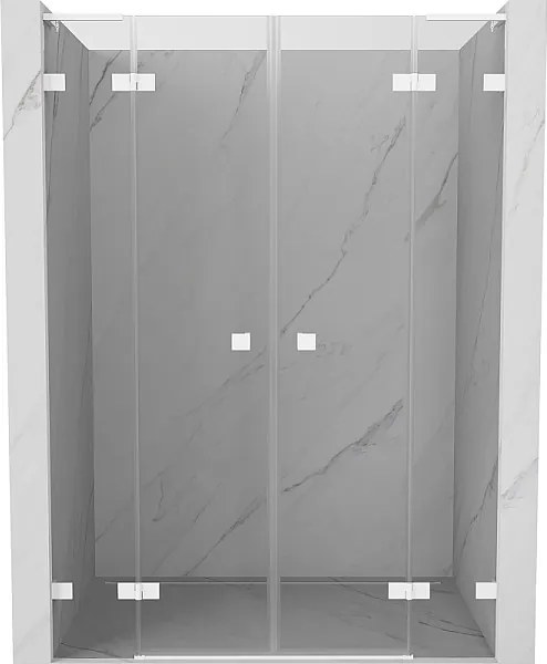 Mexen Lunar L Duo drzwi prysznicowe uchylne 140 cm, transparent, białe - 834DL-140-000-20-00