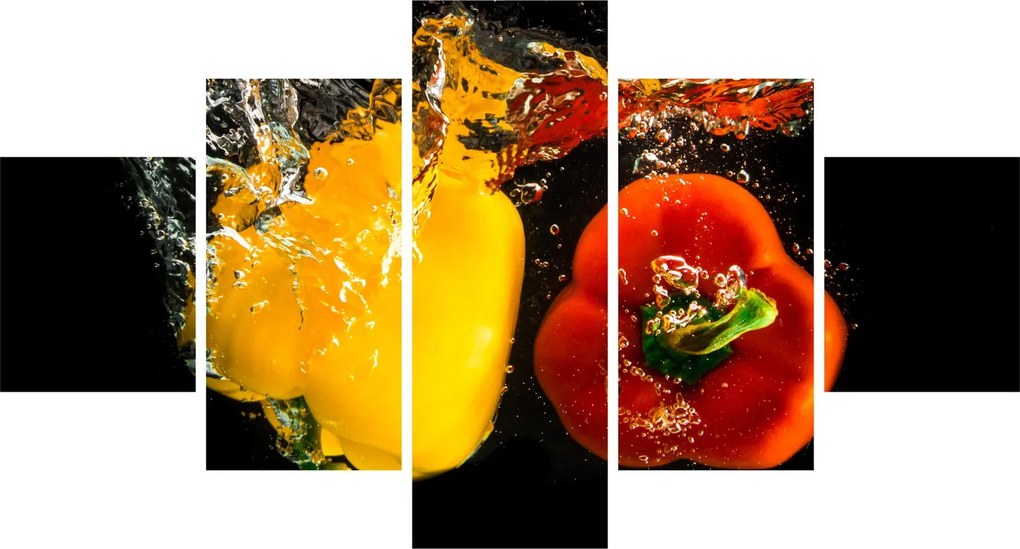 Obraz - papryki w wodzie (125x70 cm)