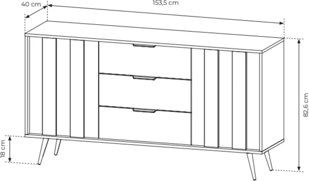 Komoda Dunin 153 cm 2D3S dąb Dunin elegancka nowoczesna komoda z szufladami