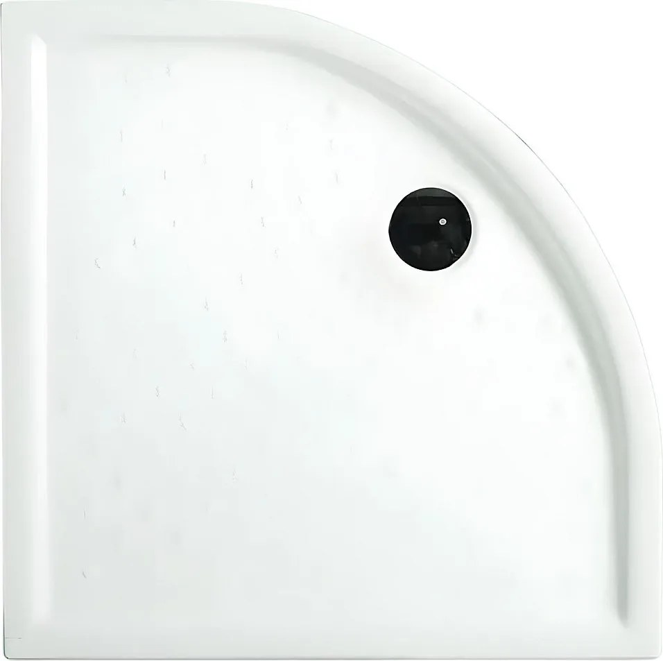 Półokrągły biały brodzik "Matera" z ceramiki antypoślizgowej z podniesionymi krawędziami 90x90 cm