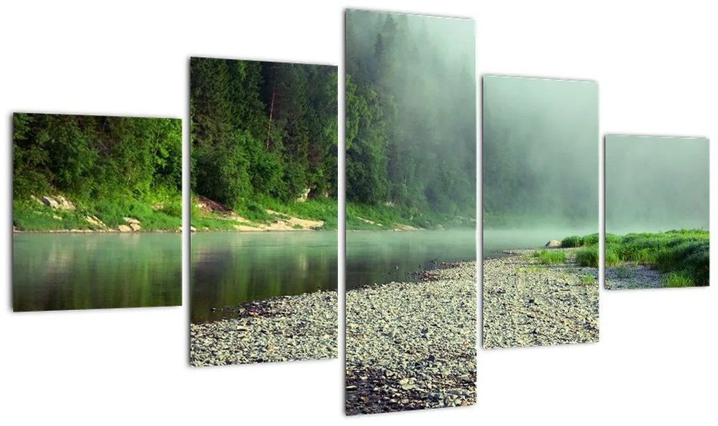 Obraz - rzeka przy lesie (125x70 cm)