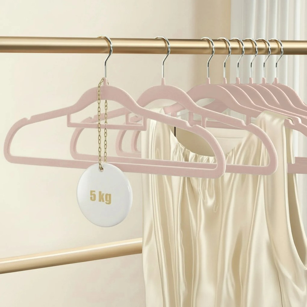 Zestaw wieszaków welurowych MAGIC VELVET 20 szt. różowe