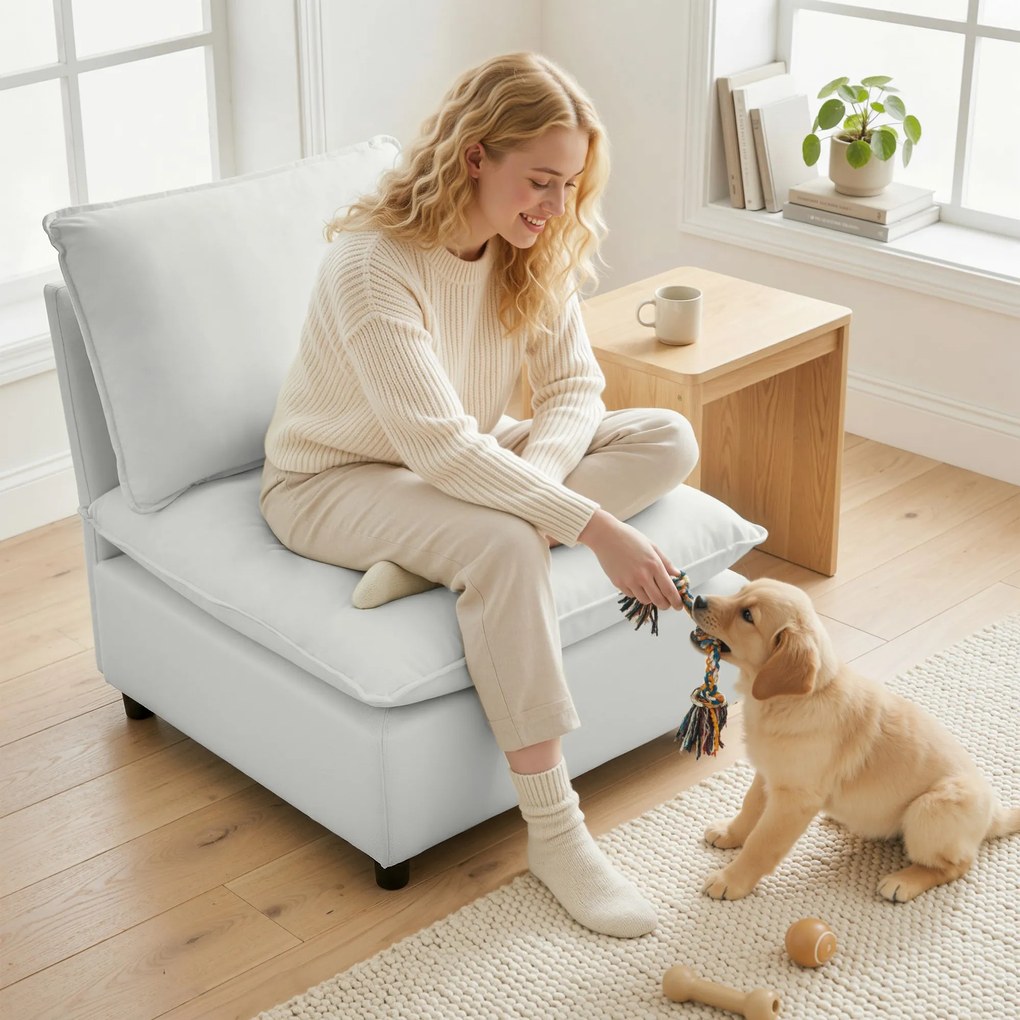 HOMCOM Fotel akcentowy, nowoczesny fotel Leathaire z szerokim i głębokim siedziskiem, grube poduszki, łatwy montaż, szary | Aosom PL