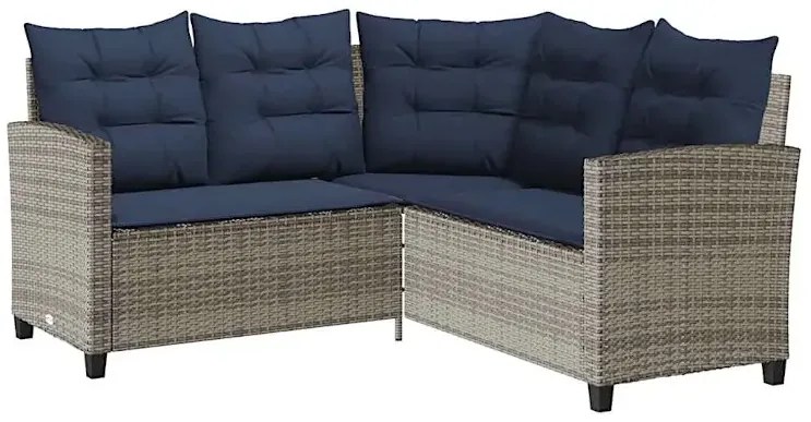 Sofa ogrodowa ze stolikiem szaro granatowa N8-P93