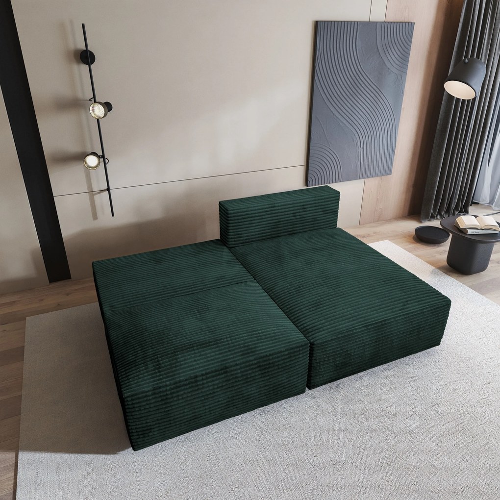 Masseno Narożnik FIORO z funkcją spania i pojemnikiem na pościel Narozniki L, Rozkładana sofa - Butelkowa zieleń, TILIA 39