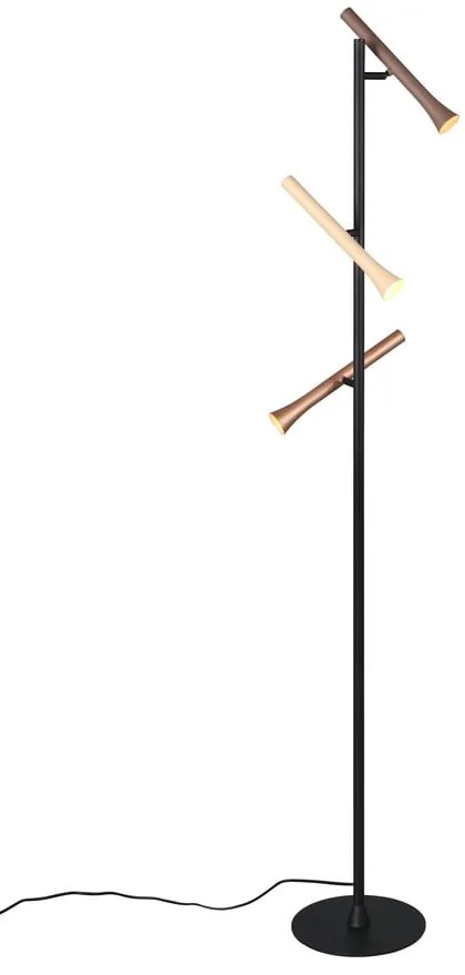 Czarna lampa stojąca LED z metalowym kloszem (wysokość 150 cm) Fiato – Trio