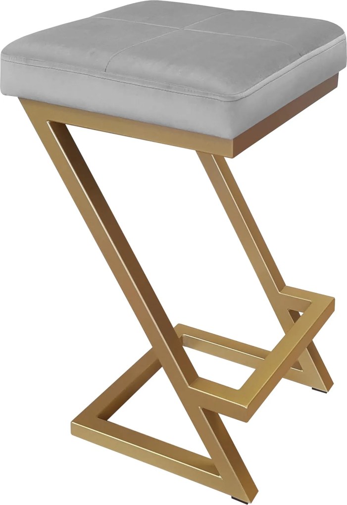 Hoker ZETA krzesło barowe tkanina Welur podstawa metalowa LOFT : Kolor Stelaża - Złoty, Kolor tkaniny - VELVET - MG17