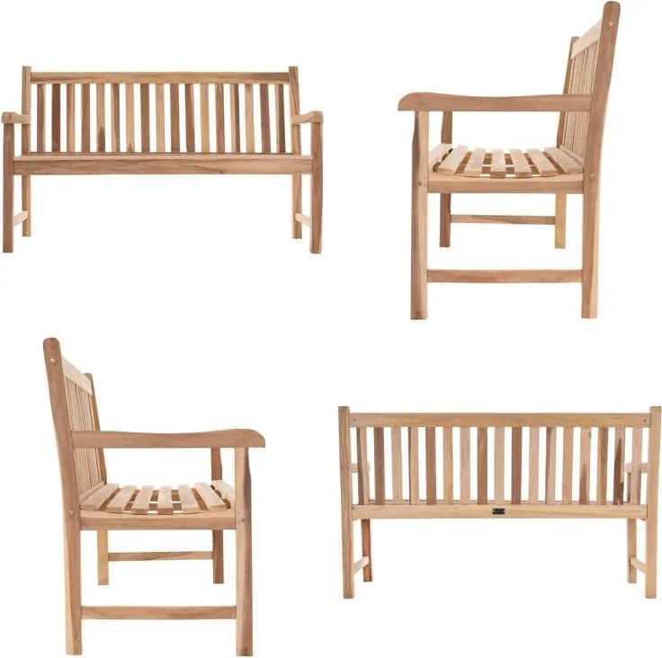 Ławka ogrodowa DIVERO 3-osobowa drewniana 150 cm