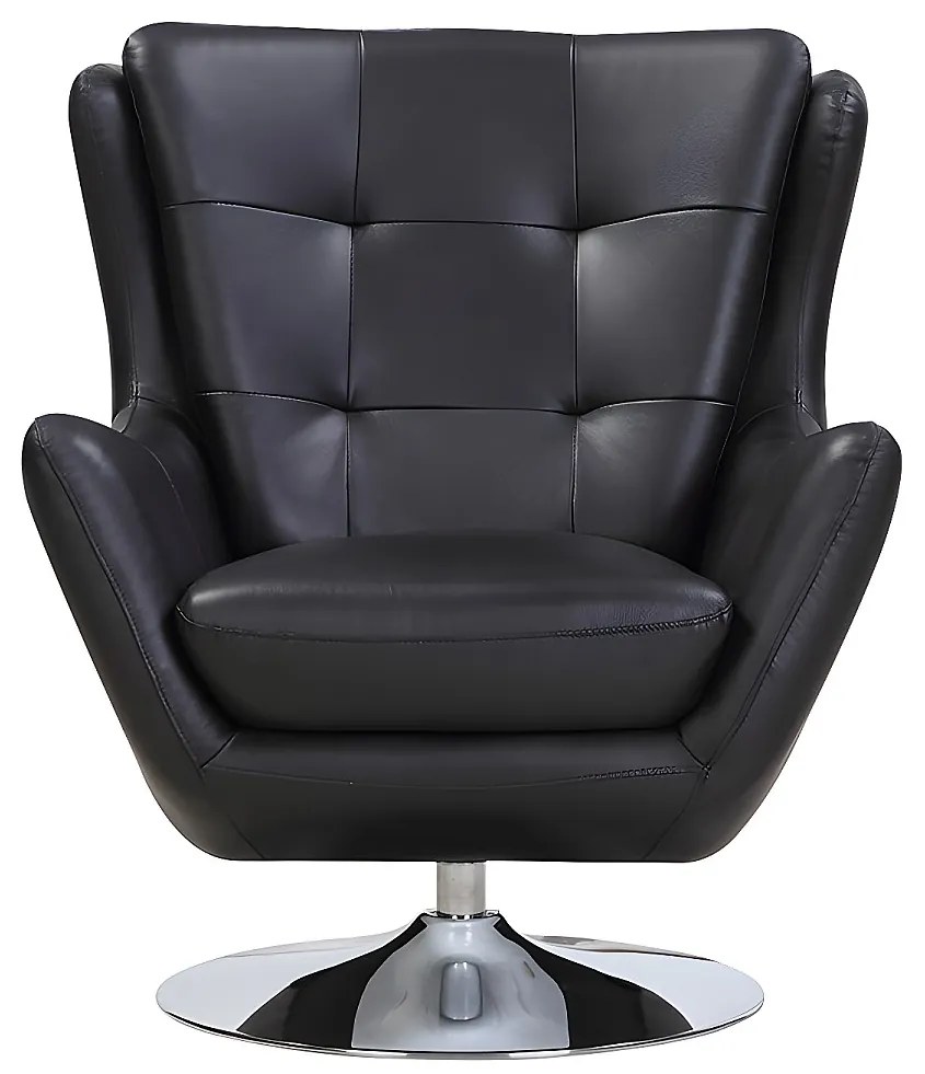Fotel obrotowy ze skóry ANABA - Czarny