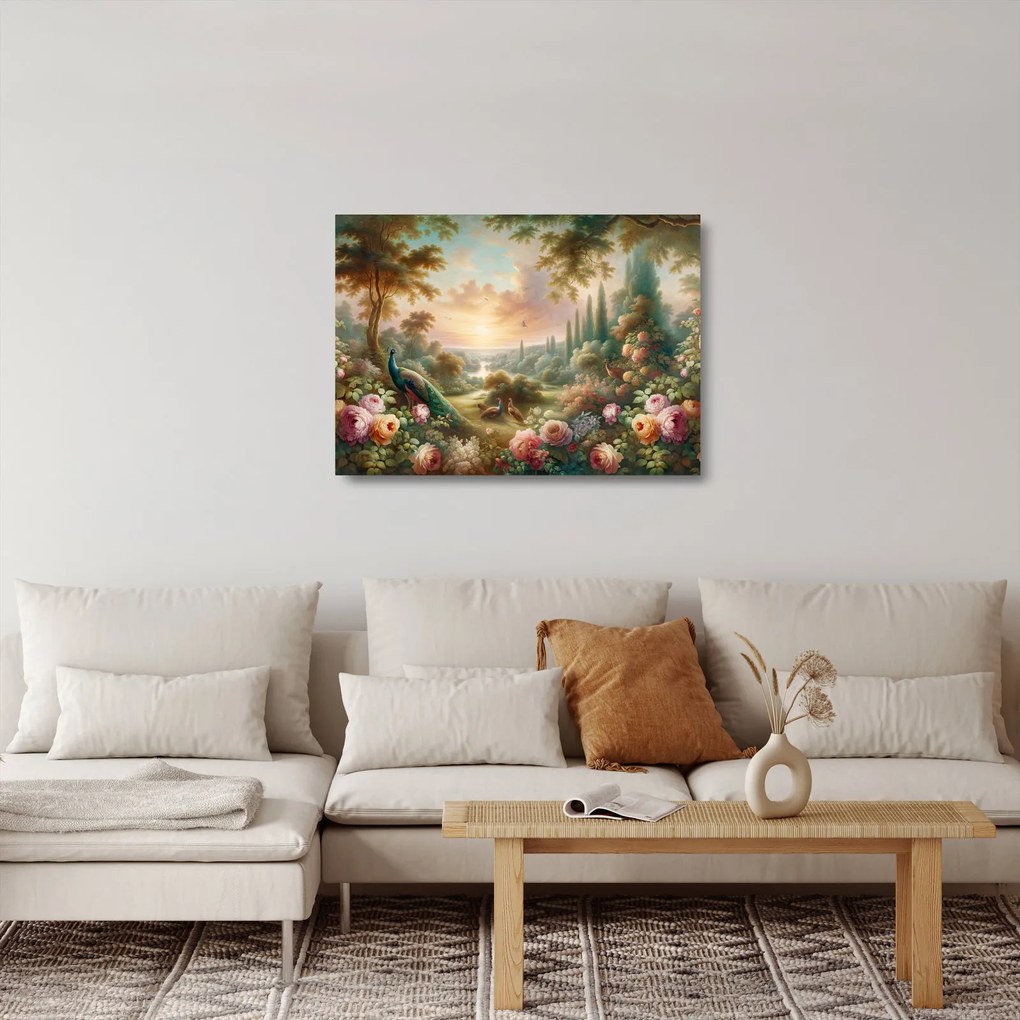 Obraz na szkle - Pawie w ogrodzie (70x50 cm)