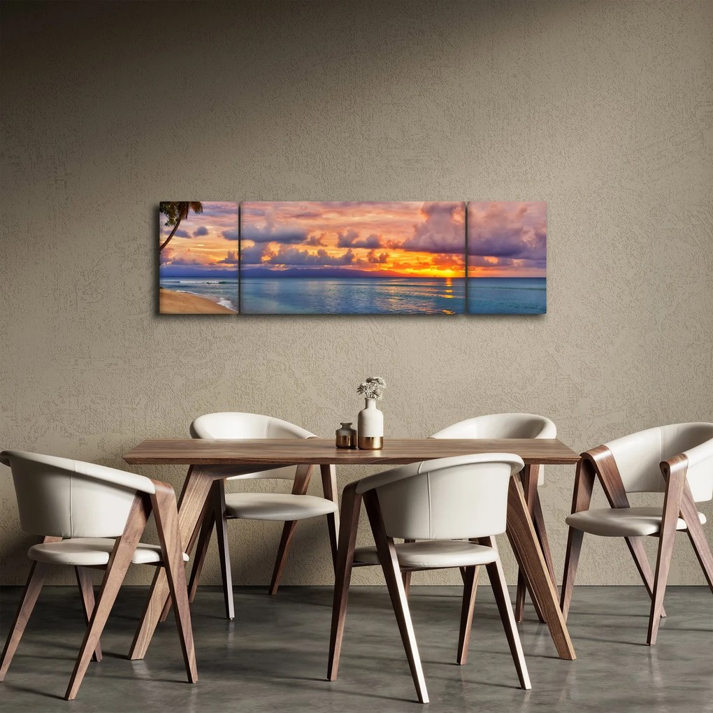 Obraz - Zachód słońca na plaży (170x50 cm)