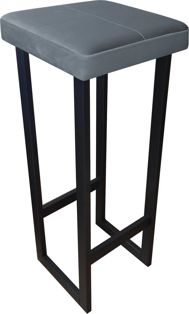 Hoker ALEX krzesło barowe tkanina Welur podstawa metalowa : Kolor Stelaża - Czarny , Kolor tkaniny - VELVET - BL14, Wysokość - 90 cm