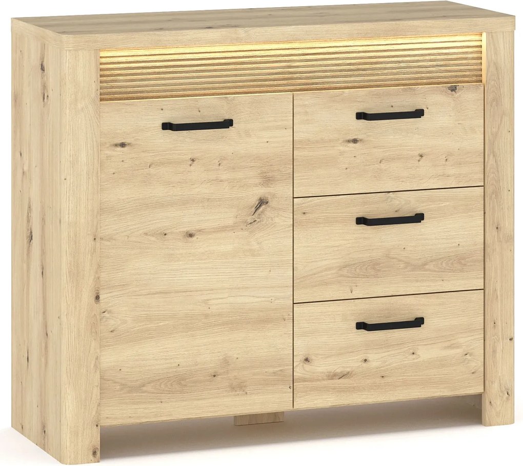 Komoda z 3 szufladami i podświetleniem LED dąb artisan C4-T26