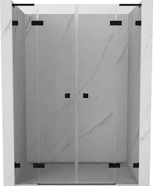 Mexen Lunar L Duo drzwi prysznicowe uchylne 160 cm, transparent, czarne - 834DL-160-000-70-00