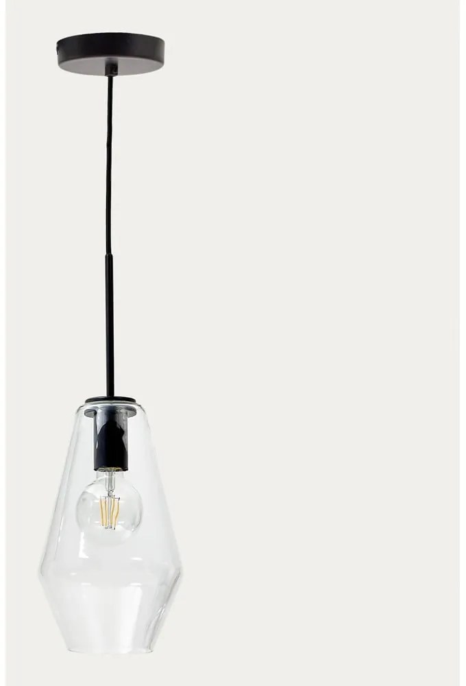 Czarna lampa wisząca ze szklanym kloszem ø 17 cm Mao – Kave Home