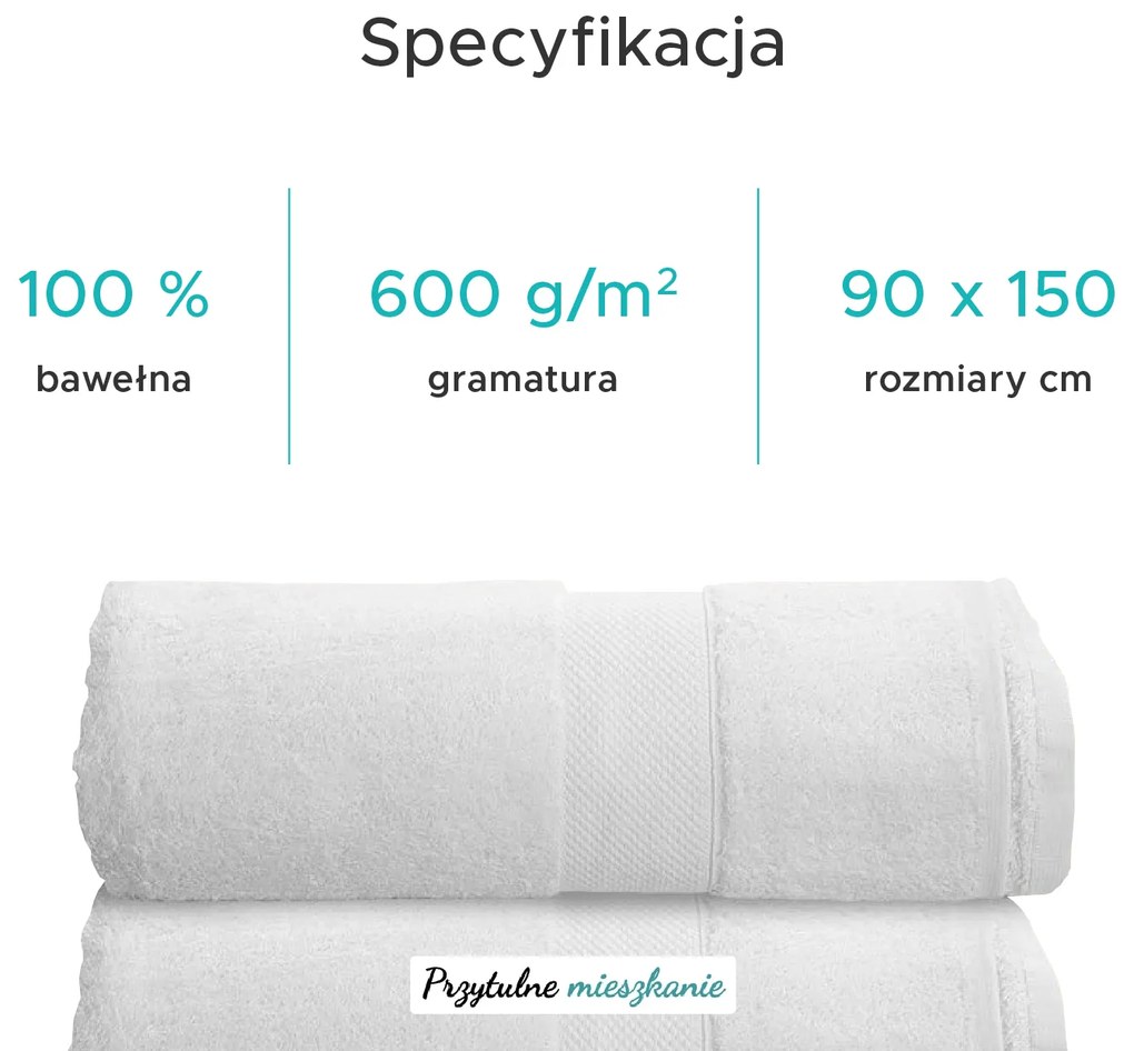 Ręcznik hotelowy POPCORN MAXI 90x150 cm biały, 100% bawełna