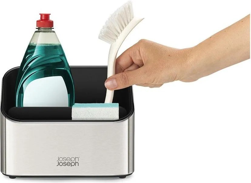 Metalowy stojak na akcesoria do mycia naczyń w kolorze srebra z połyskiem Surface – Joseph Joseph