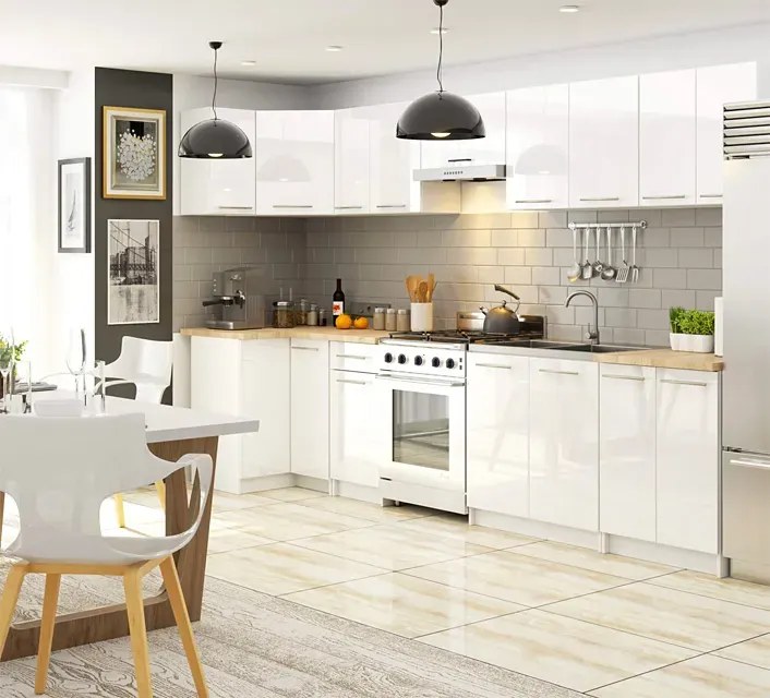 Górna szafka kuchenna do zabudowy w kolorze biały połysk T6-B33