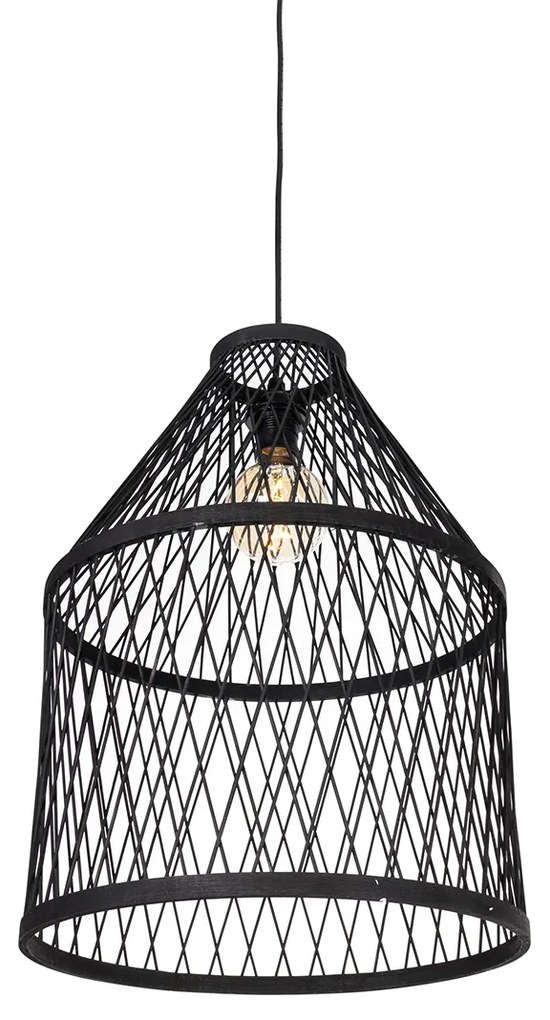 Zewnetrzna Rustykalna lampa wisząca zewnętrzna czarna rattanowa 3-światłowa - Calamus Rustykalny / Vintage Oswietlenie zewnetrzne