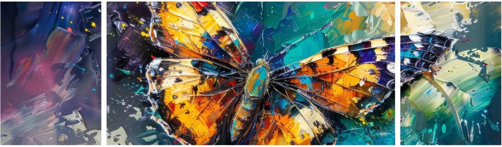 Obraz - Motyl, obraz olejny (170x50 cm)