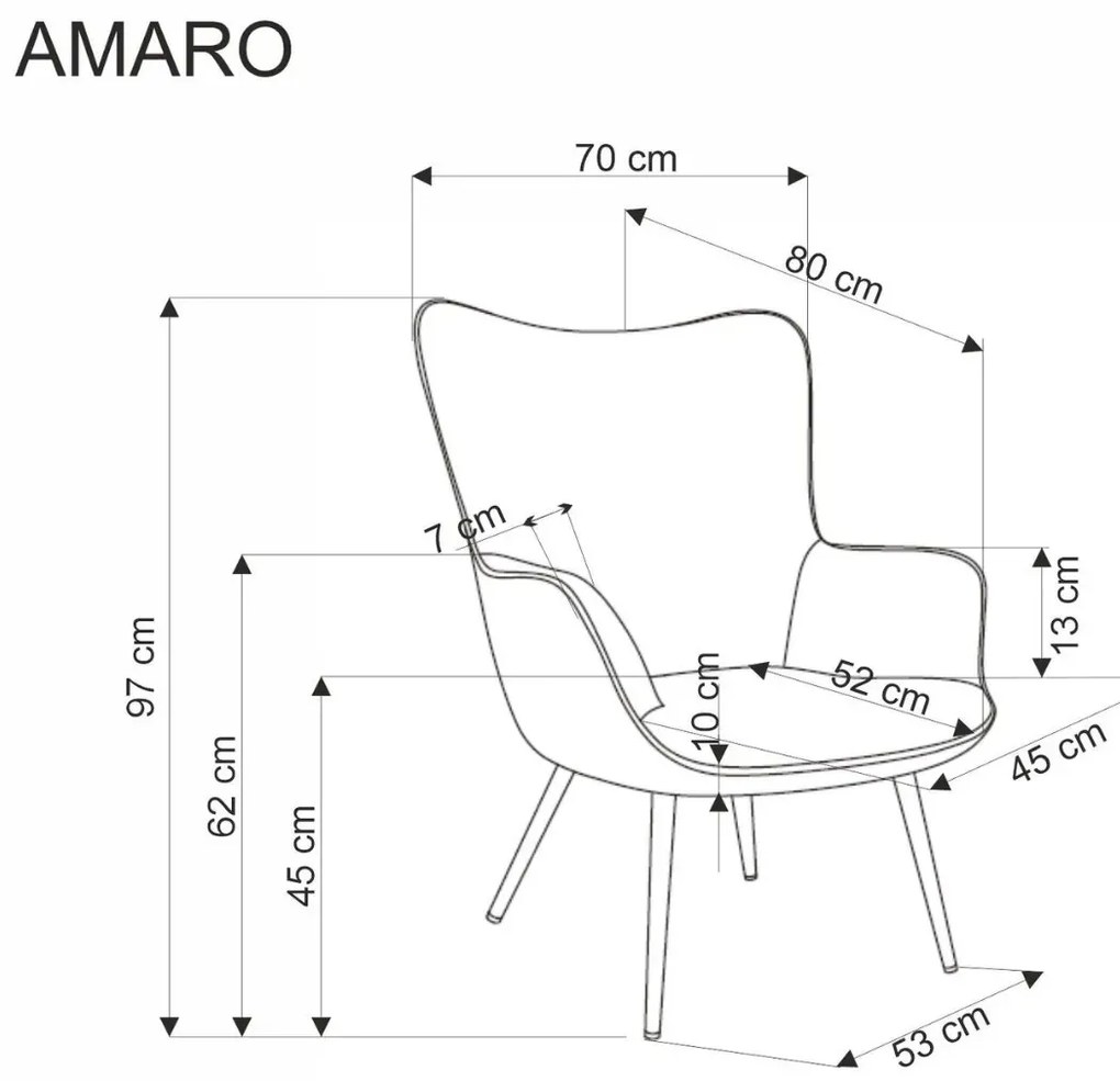 Fotel tapicerowany AMARO musztardowy HALMAR
