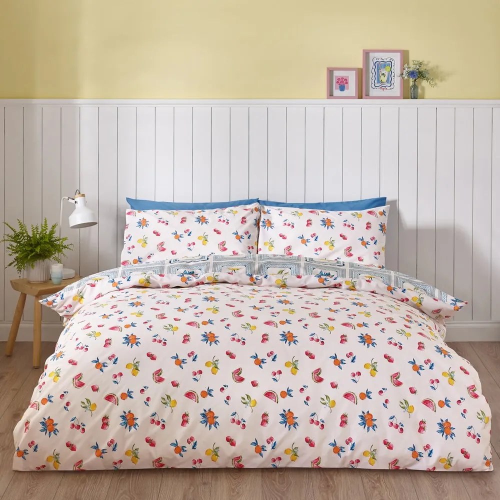 Niebieska pościel dwuosobowa 230x220 cm Riviera Tiles – Catherine Lansfield