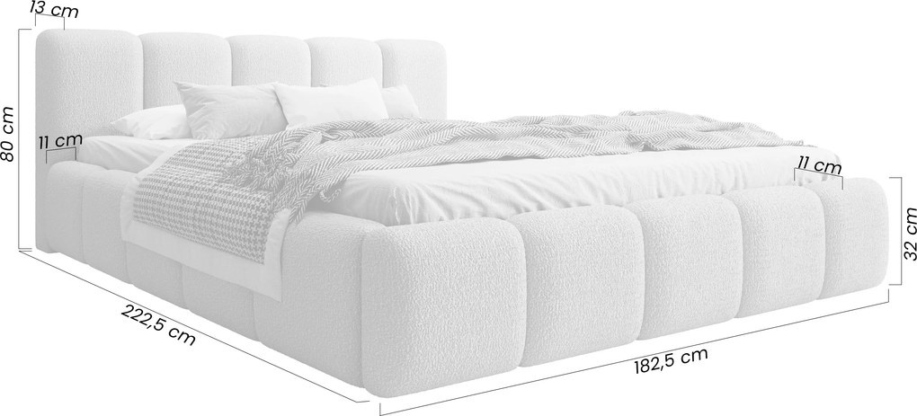 Łóżko tapicerowane Tesia 160x200 z pojemnikiem - beżowa bukla Quelle 03