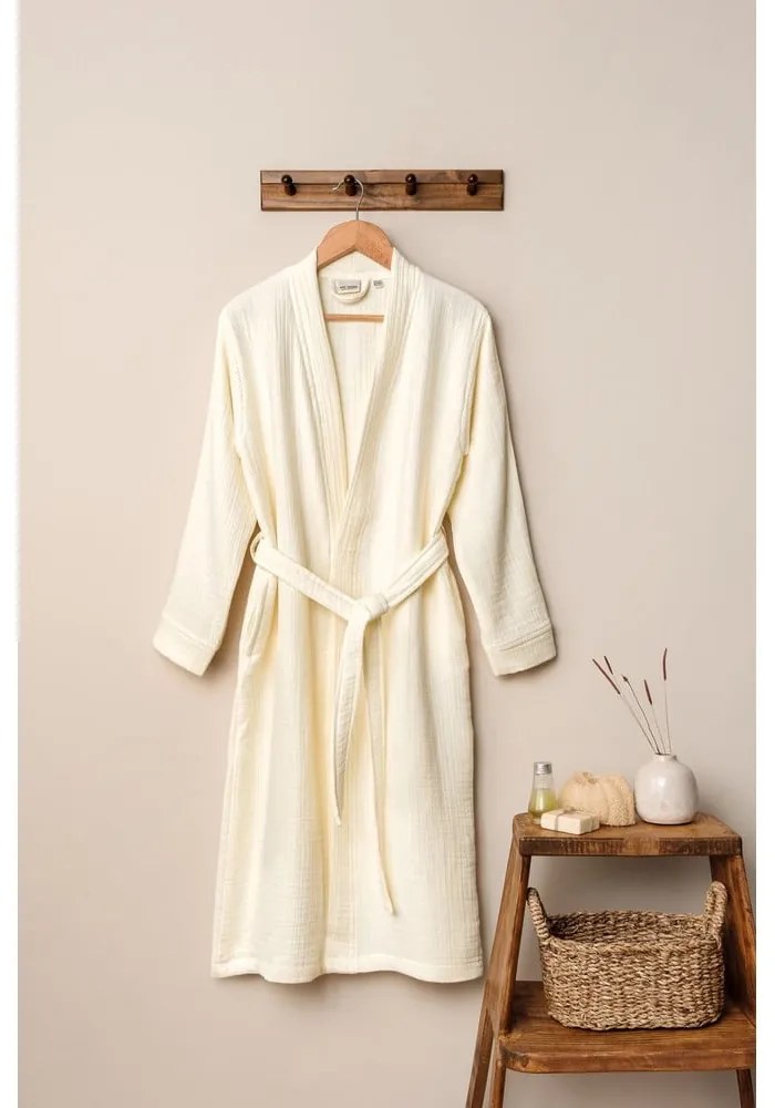 Kremowy szlafrok muślinowy w rozmiarze L/XL Kimono – Foutastic