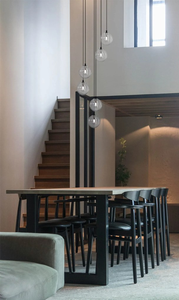 Lampa wisząca Monza – 6 kloszy, grafit, spiralna