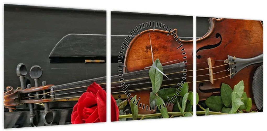 Obraz - Pamięć muzyka (z zegarem) (90x30 cm)