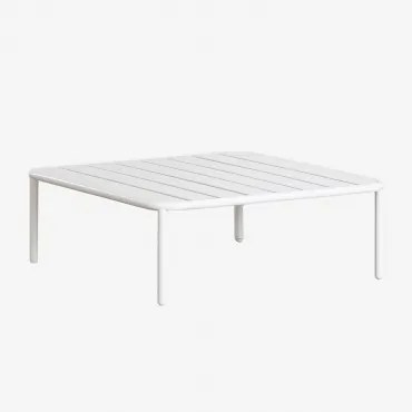 Square 90x90 Cm Garden Coffee Table In Roubly Steel Gardenia Biel - Sklum