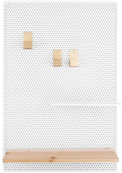Tablica na notatki PERKY MESH, półeczki + haczyki, 52 x 35 cm