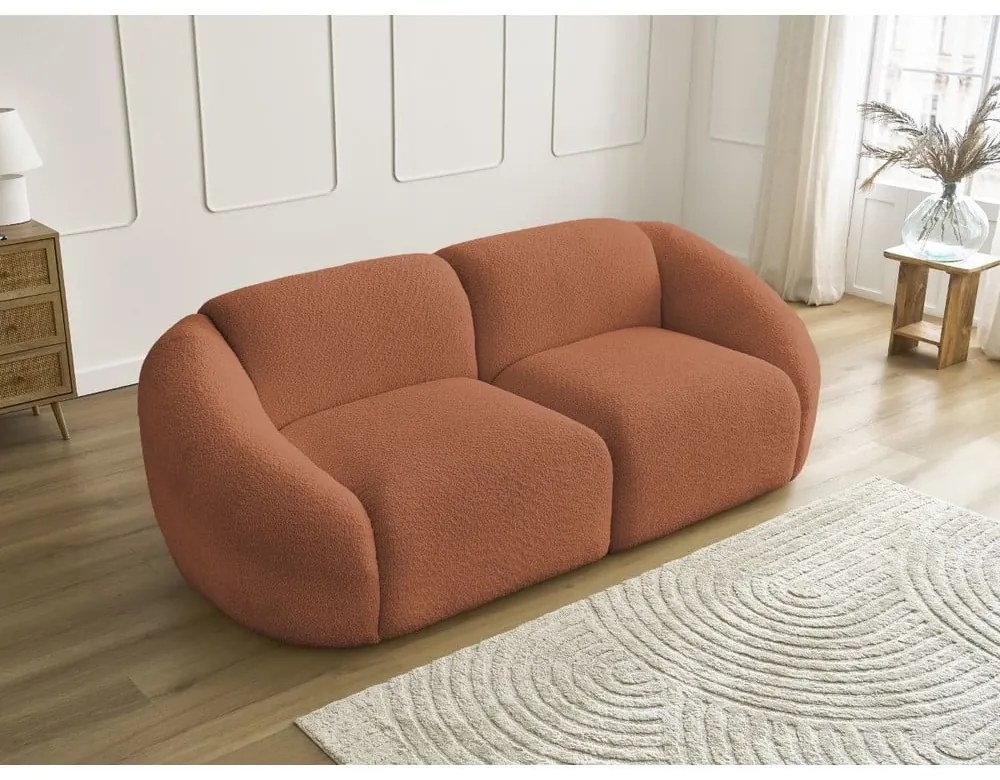 Pomarańczowa sofa z materiału bouclé 230 cm Tina – Bobochic Paris