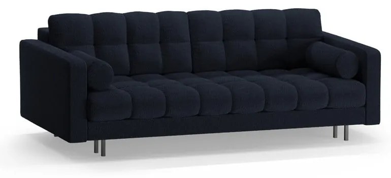 Ciemnoniebieska rozkładana sofa ze schowkiem z materiału bouclé 222 cm Bali – Cosmopolitan Design