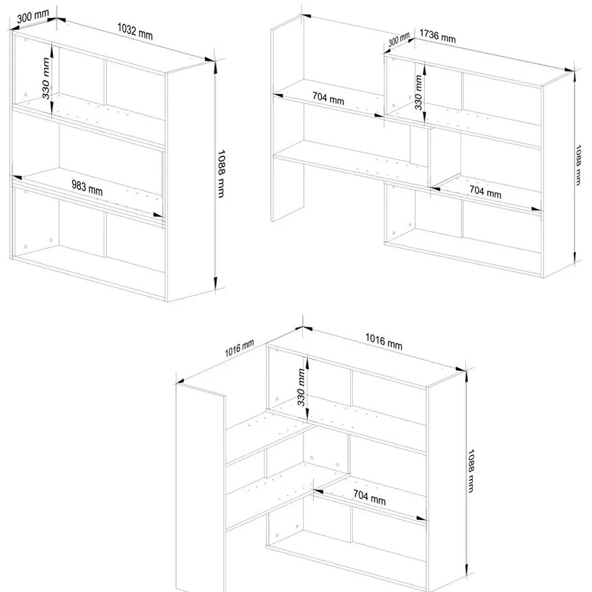 Narożny niski regał na książki dąb sonoma M3-Z55