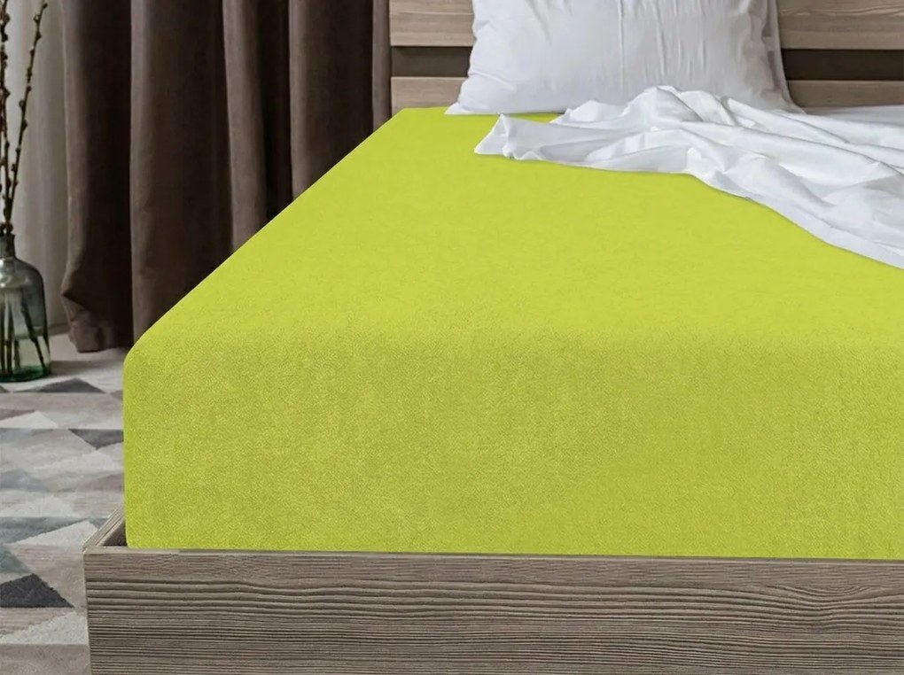 PrzytulneMieszkanie.pl Prześcieradło frotte PREMIUM limonkowe 140x200 cm