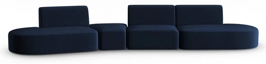 Niebieska aksamitna sofa lewostronna 428 cm Paolo – Milo Casa