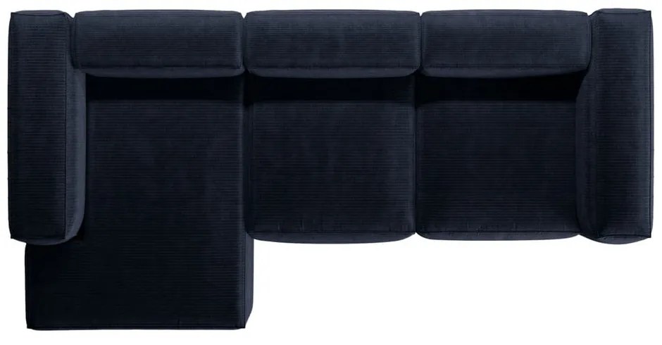 Ciemnoniebieski sztruksowy narożnik (lewostronny/z szezlongiem) Bergamo – Cosmopolitan Design