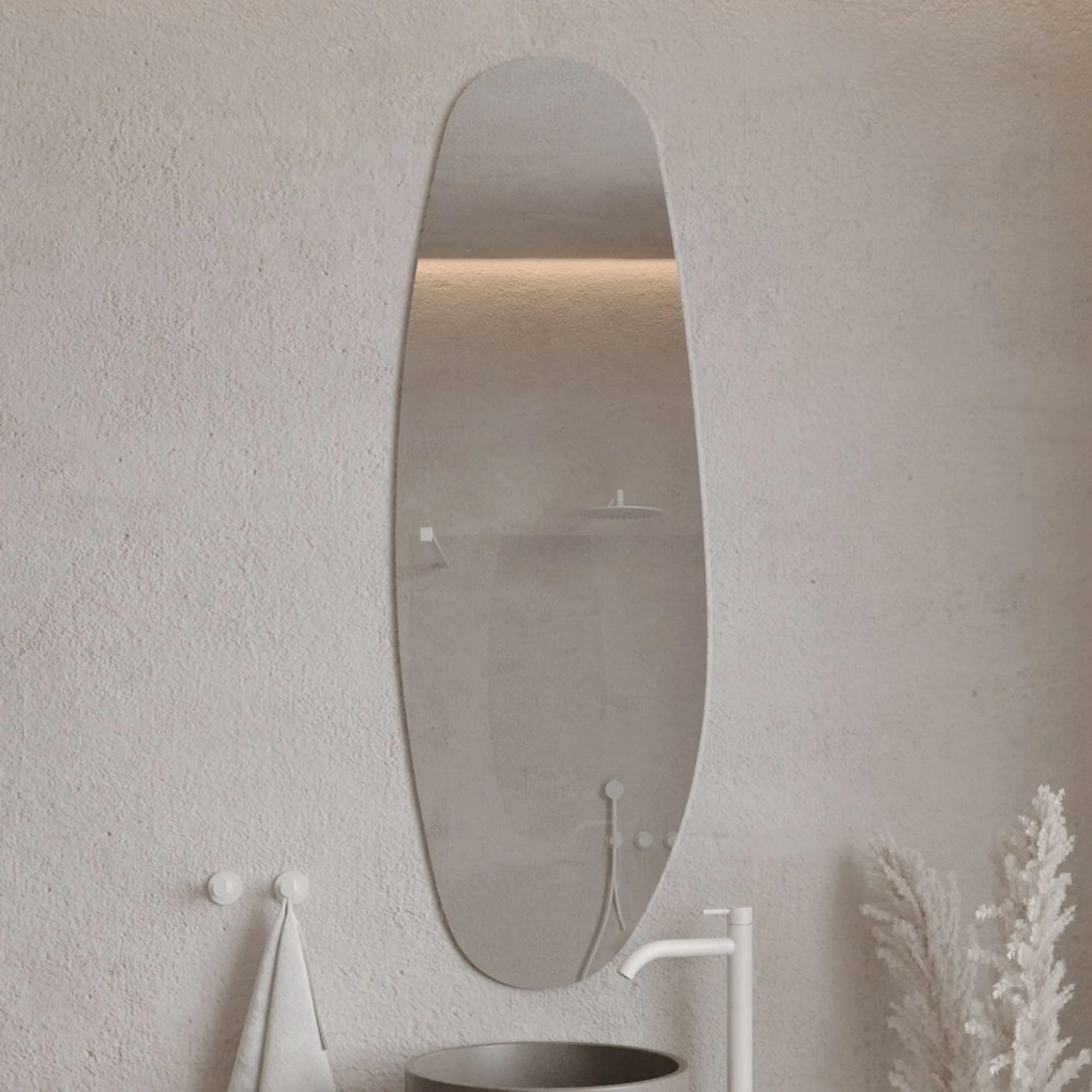 Lustro owalne bez podświetlenia bezramowe 55 x 150 cm DELIS | Różne kolory szkła : Kolor - Srebro