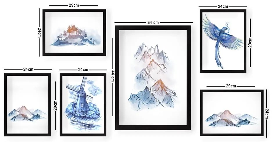Obrazy zestaw 6 szt. Watercolor – Wallity
