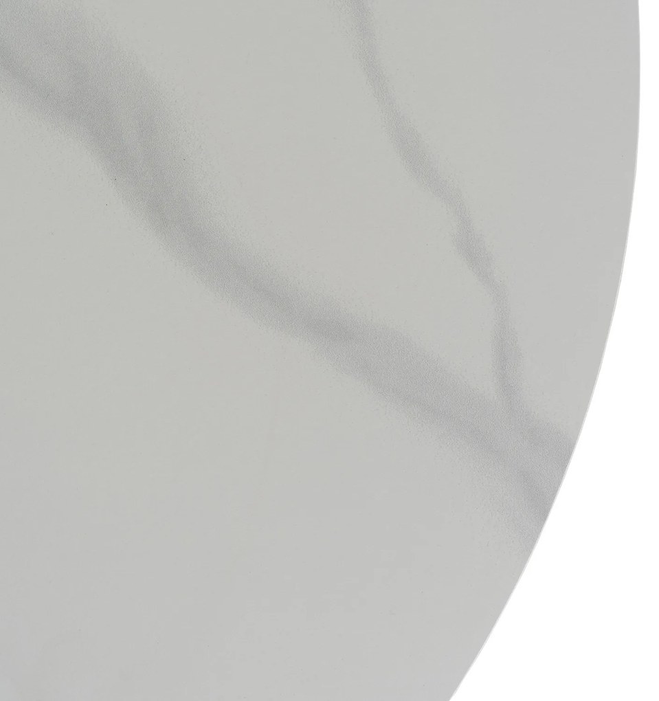 Stół Okrągły SANDER 90 cm Ceramiczny Biały do Salonu Nowoczesny Glamour