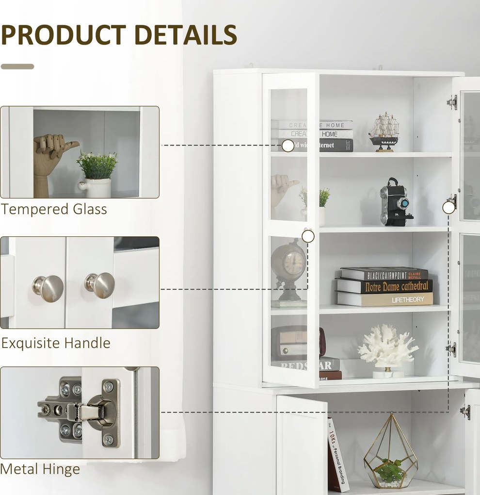 HOMCOM Regał na książki Regał ścienne Regał, 2 półki, 76 cm x 40 cm x 178,5 cm, Biały